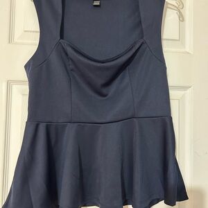 SHEIN Navy Sleeveless Polyester Blouse. NWT.